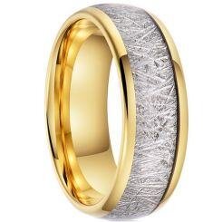 ***COI Gold Tone Tungsten Carbide Dome Court Ring With Meteorite-01940AA