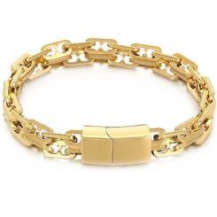 ***COI Titanium Black/Gold Tone/Silver Bracelet With Steel Clasp(Length: 8.27 inches)-01980AA