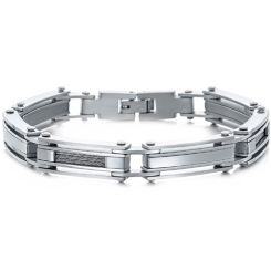 ***COI Titanium Gold Tone/Silver/Gold Tone Silver Wire Bracelet With Steel Clasp(Length: 8.78 inches)-01992AA