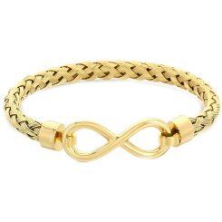 ***COI Titanium Gold Tone/Silver Infinity Bracelet With Steel Clasp(Length: 7.48 inches)-02016AA