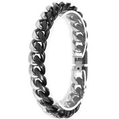 ***COI Titanium Black Silver/Silver Bracelet With Steel Clasp(Length: 7.87 inches)-02019AA