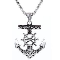 ****COI Titanium Black Silver Anchor Pendant-02032AA