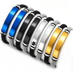 ****COI Titanium Medical Alert Bracelet With Steel Clasp(Length: 8.27 inches)-02046AA