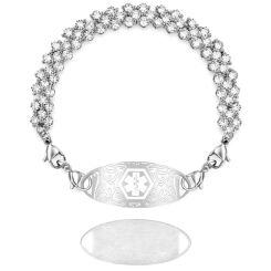 ****COI Titanium Rose/Silver Medical Alert Cubic Zirconia Bracelet With Steel Clasp(Length: 7.87 inches)-02047AA