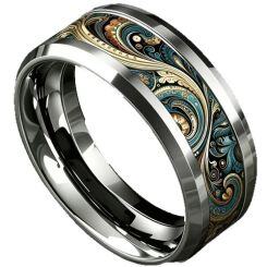 ****COI Titanium Camouflage Celtic Beveled Edges Ring-02058AA