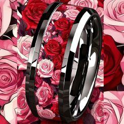 COI Titanium Floral Beveled Edges Ring-02059AA