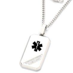 ****COI Titanium Black/Gold Tone/Silver Medical Alert Pendant With Cubic Zirconia-02075AA