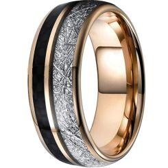 ****COI Rose Tungsten Carbide Carbon Fiber & Meteorite Dome Court Ring-02080AA