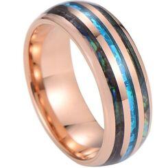 ****COI Rose Tungsten Carbide Abalone Shell & Crushed Opal Dome Court Ring-02081AA