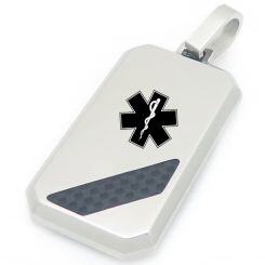 ****COI Titanium Gold Tone/Silver Carbon Fiber Medical Alert Pendant-02086AA
