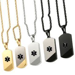 ***COI Titanium Black/Silver/Gold Tone Medical Alert Pendant-02087AA