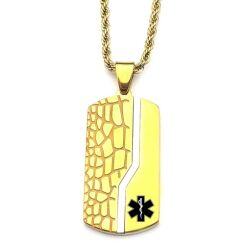 ****COI Titanium Black Silver/Gold Tone Silver Medical Alert Pendant-02088AA