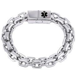****COI Titanium Black/Silver Medical Alert Bracelet With Steel Clasp(Length: 8.27 inches)-02091AA