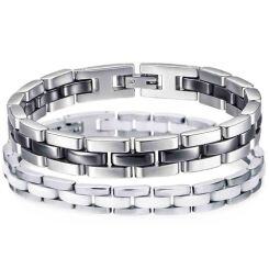 ****COI Titanium Ceramic Bracelet With Steel Clasp(Length: 8.27 inches)-02093AA