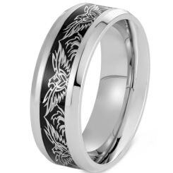 ****COI Titanium Eagle Beveled Edges Ring-02096AA