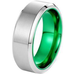 ****COI Titanium Red/Green Silver Beveled Edges Ring-02097AA