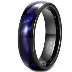****COI Black Tungsten Carbide Crushed Opal Dome Court Ring-02100AA