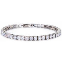 ****COI Titanium Gold Tone/Silver Cubic Zirconia Tennis Bracelet With Steel Clasp(Length: 8.27 inches)-02108AA