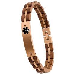 ****COI Rose Titanium Medical Alert Koa Wood Bracelet With Steel Clasp(Length: 8.66 inches)-02111AA