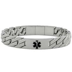****COI Titanium Black/Gold Tone/Silver Medical Alert Bracelet With Steel Clasp(Length: 8.27 inches)-02119AA