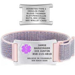 ****COI Titanium Black/Gold Tone/Silver Medical Alert Nylon Fabric Bracelet With Steel Clasp(Length: 8.27 inches)-02121AA
