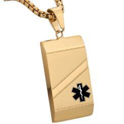 ****COI Titanium Black/Gold Tone/Silver Medical Alert Pendant-02124A