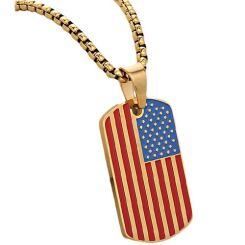 ****COI Titanium Black/Gold Tone/Silver American Flag Pendant-02126AA