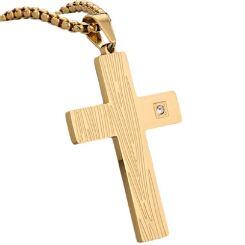 ****COI Titanium Black/Gold Tone/Silver Cross Pendant With Cubic Zirconia-02130AA