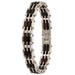 ****COI Titanium Black/Blue/Gold Tone/Silver Koa Wood Bracelet With Steel Clasp(Length: 8.66 inches)-02132AA