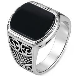 ****COI Titanium Black Silver Celtic Ring With Tiger Eye/Turquoise/Black Onyx-02138AA