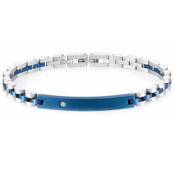 ****COI Titanium Black/Blue/Gold Tone Silver Cubic Zirconia Bracelet With Steel Clasp(Length: 7.87 inches)-02150AA