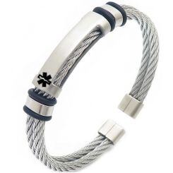 ****COI Titanium Black/Gold Tone/Silver Silver Medical Alert Wire Bracelet With Steel Clasp(Length: 8.03 inches)-02153AA