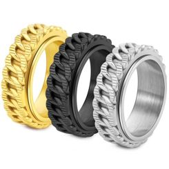 ****COI Titanium Gold Tone/Silver/Black Keychain Ring-02164AA
