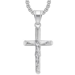 ****COI Titanium Gold Tone/Silver Jesus Cross Pendant-02166AA