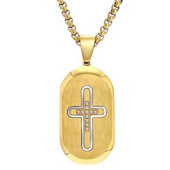 ****COI Titanium Black Gold Tone/Gold Tone Cross Pendant With Cubic Zirconia-02192AA