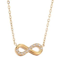 ****COI Titanium Gold Tone/Silver Infinity Cubic Zirconia Necklace(Length: 19.67 inches)-02211AA