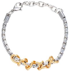 ****COI Titanium Gold Tone Silver Bracelet With Steel Clasp(Length: 8.27 inches)-02212AA
