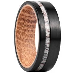 ****COI Black Tungsten Carbide Deer Antler Ring With Koa Wood-02259AA