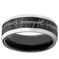 *COI Tungsten Carbide Lord The Rings Ring Power Beveled Edges Ring-1629