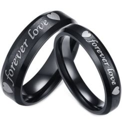 *COI Black Tungsten Carbide Forever Love Heart Ring-TG2915