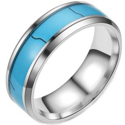 **COI Tungsten Carbide Turquoise Beveled Edges Ring-TG2438