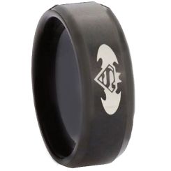 *COI Black Tungsten Carbide Bat Man Beveled Edges Ring-TG2878