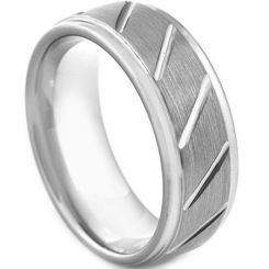 **COI Tungsten Carbide Diagonal Grooves Ring-TG3045