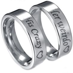 *COI Titanium His Crazy Her Weirdo Heart Ring-3540