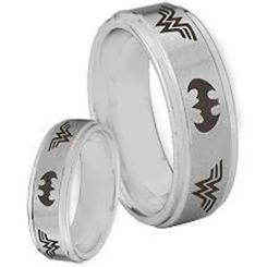 *COI Tungsten Carbide Bat Man Wonder Women Step Edges Ring-TG3375