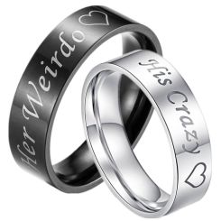 *COI Titanium Black/Silver His Crazy Her Weirdo Ring-3376