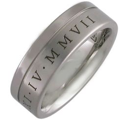 COI Tungsten Carbide Ring With Custom Roman Numerals-TG3448