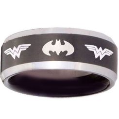 *COI Tungsten Carbide Bat Man & Wonder Women Ring - TG3683