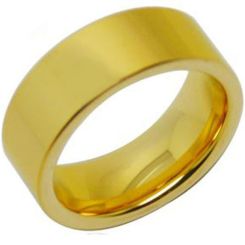 *COI Gold Tone Titanium Polished Shiny Pipe Cut Flat Ring-3855