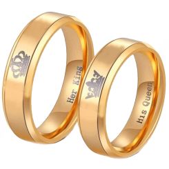 COI Tungsten Carbide King Queen Crown Ring-TG4056